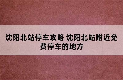 沈阳北站停车攻略 沈阳北站附近免费停车的地方